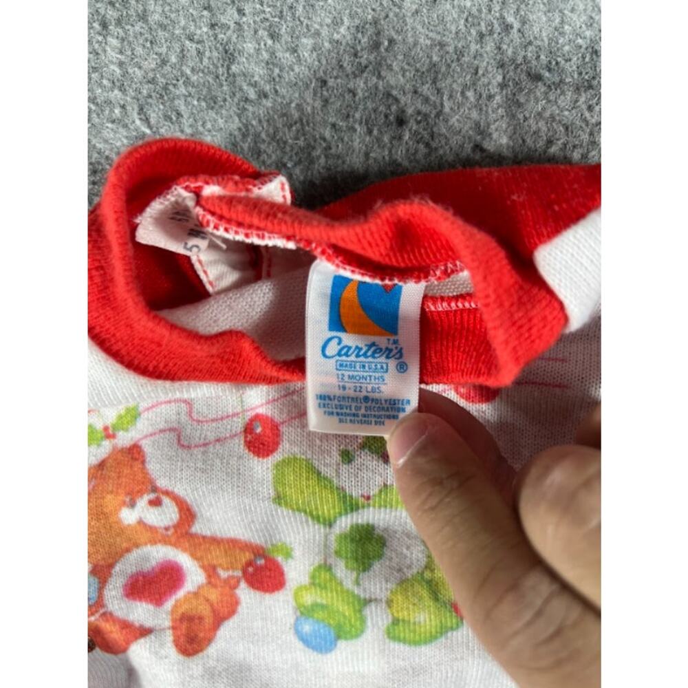 VTG 70s 80s Carters Care Bears Christmas Crewneck Sweater Infant 12mos Back Snap - Picture 3 of 6